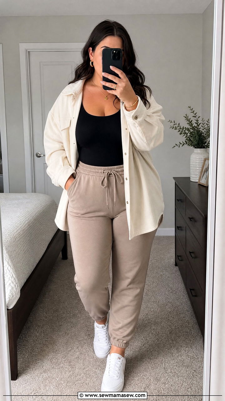 Joggers With Bodysuit Outfit - 20 plus size joggers outfit ideas