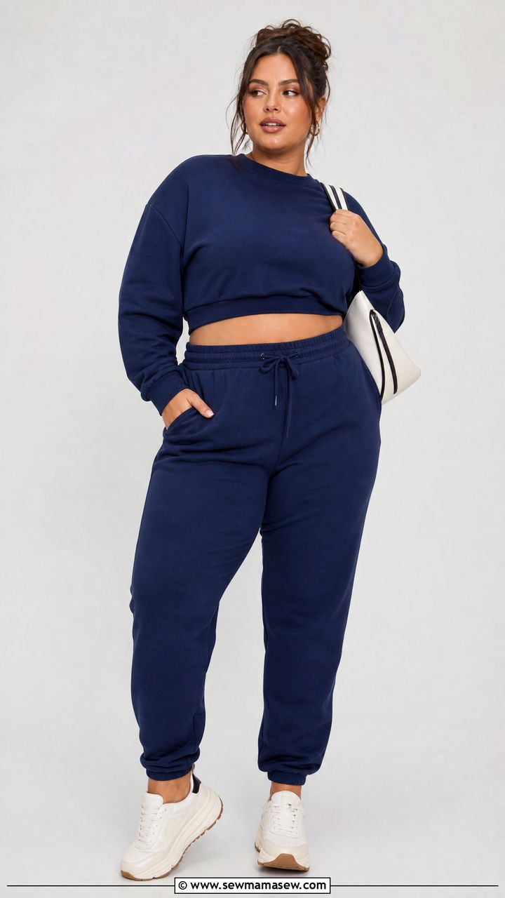 Joggers With Cropped Sweatshirt Outfit - 20 plus size joggers outfit ideas
