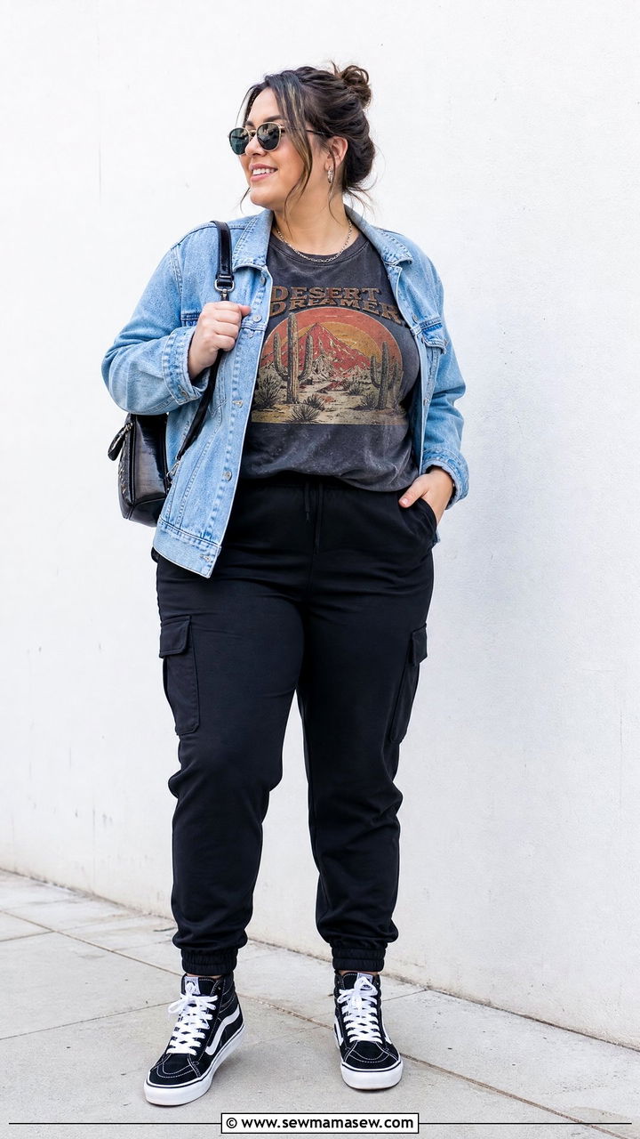 Joggers With Graphic T Shirt Outfit - 20 plus size joggers outfit ideas