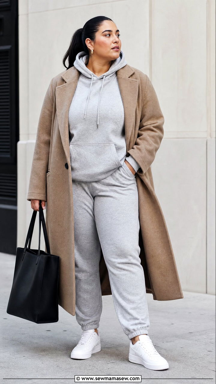 Joggers With Hoodie And Coat Outfit - 20 plus size joggers outfit ideas
