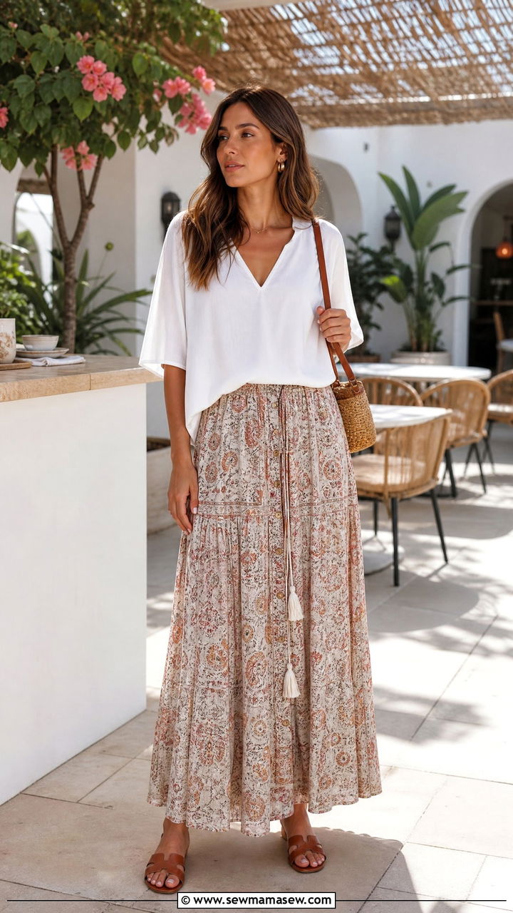 Kaftan Top With Maxi Skirt - 20 kaftan top outfit ideas