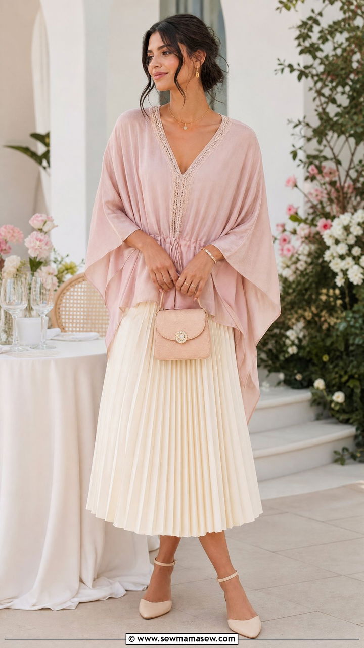 Kaftan Top With Pleated Skirt - 20 kaftan top outfit ideas