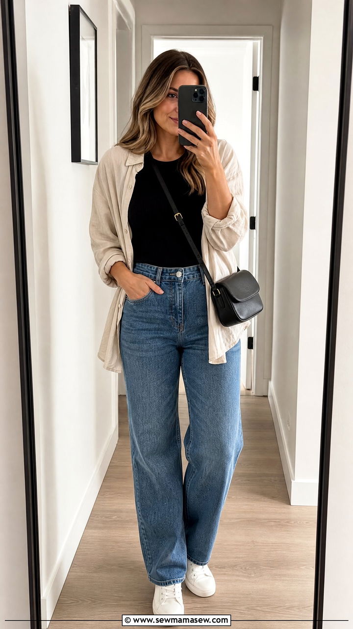 Keyhole Crop Top With High Waisted Jeans - 20 keyhole top outfit ideas