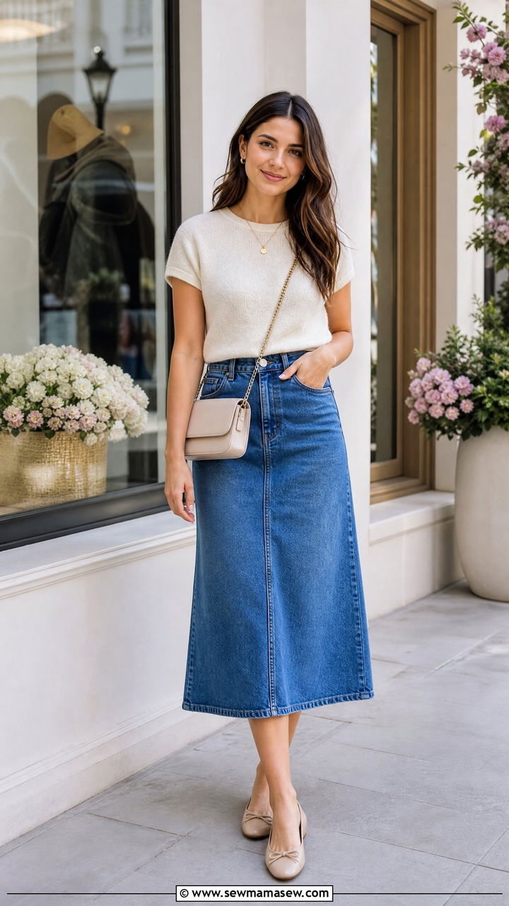 Knit Top And Midi Skirt Outfit - 20 casual top outfit ideas