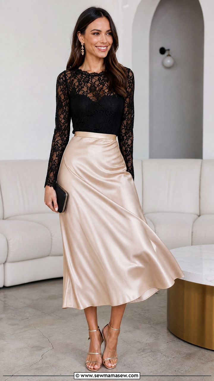 Lace Crop Top And Satin Skirt Club Outfit - 20 crop top outfits for the club