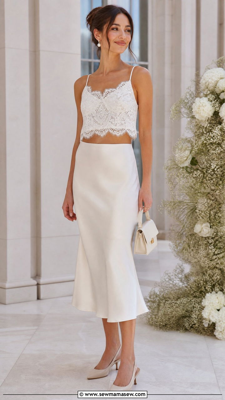 Lace Crop Top With Slip Skirt Outfit - 20 crop top with slip skirt outfit ideas