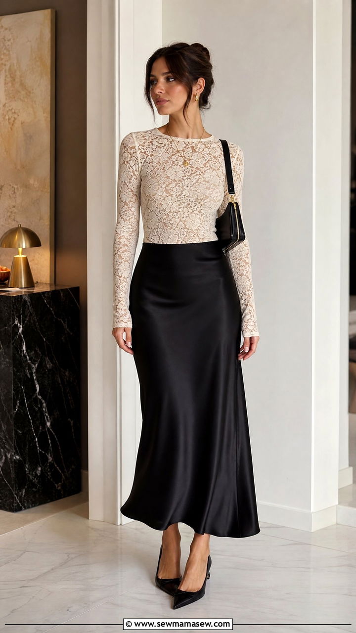 Lace Top With Slip Skirt - 20 lace top outfit ideas
