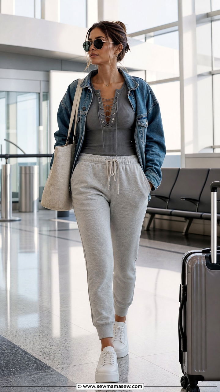 Lace Up Top With Joggers - 20 lace up top outfit ideas