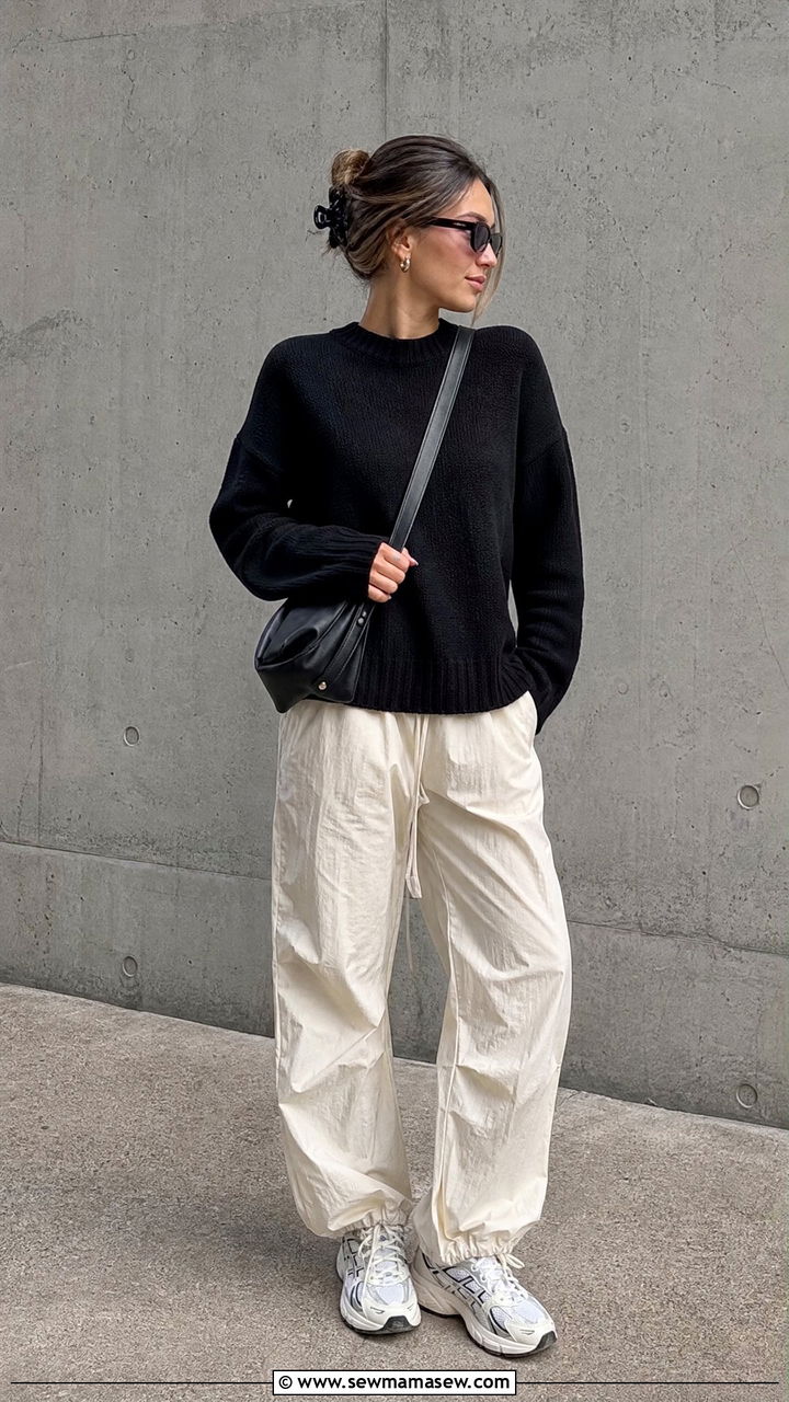 Lace Up Top With Parachute Pants - 20 lace up top outfit ideas