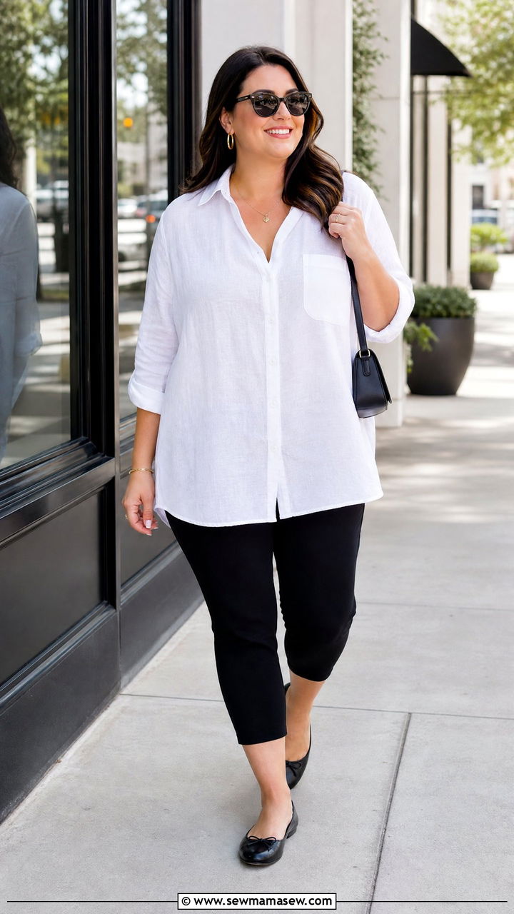 Linen Shirt With Capri Pants - 20 plus size linen shirt outfit ideas