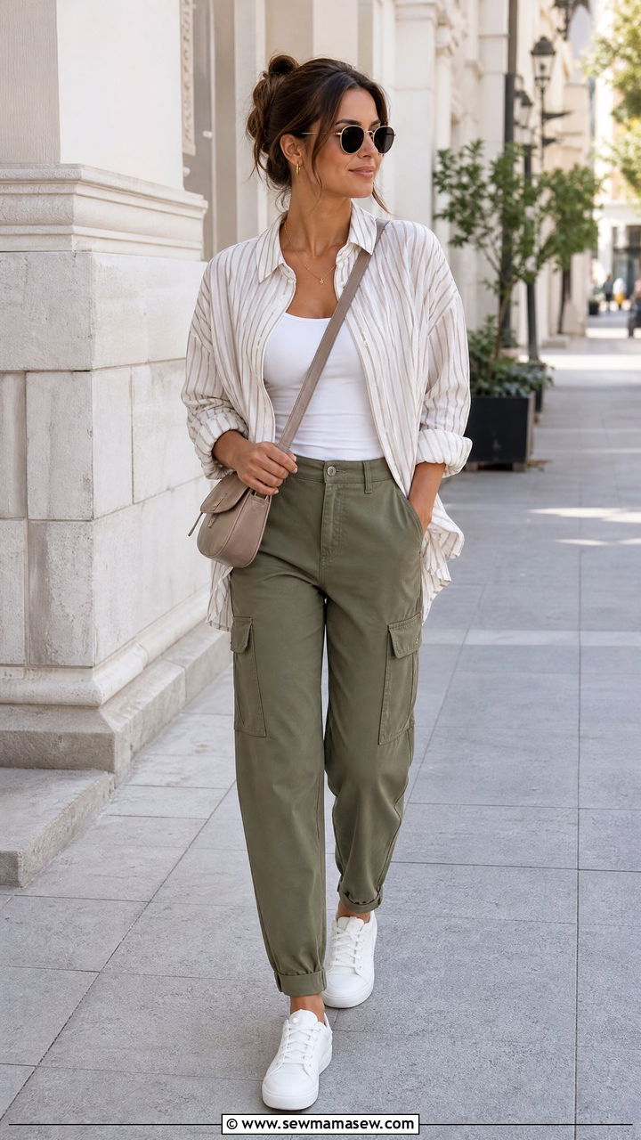 Linen Shirt With Cargo Pants - 20 linen shirt outfit ideas