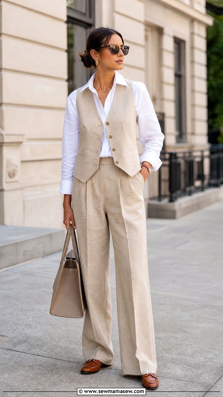 Linen Shirt With Linen Vest And Trousers - 20 linen shirt outfit ideas