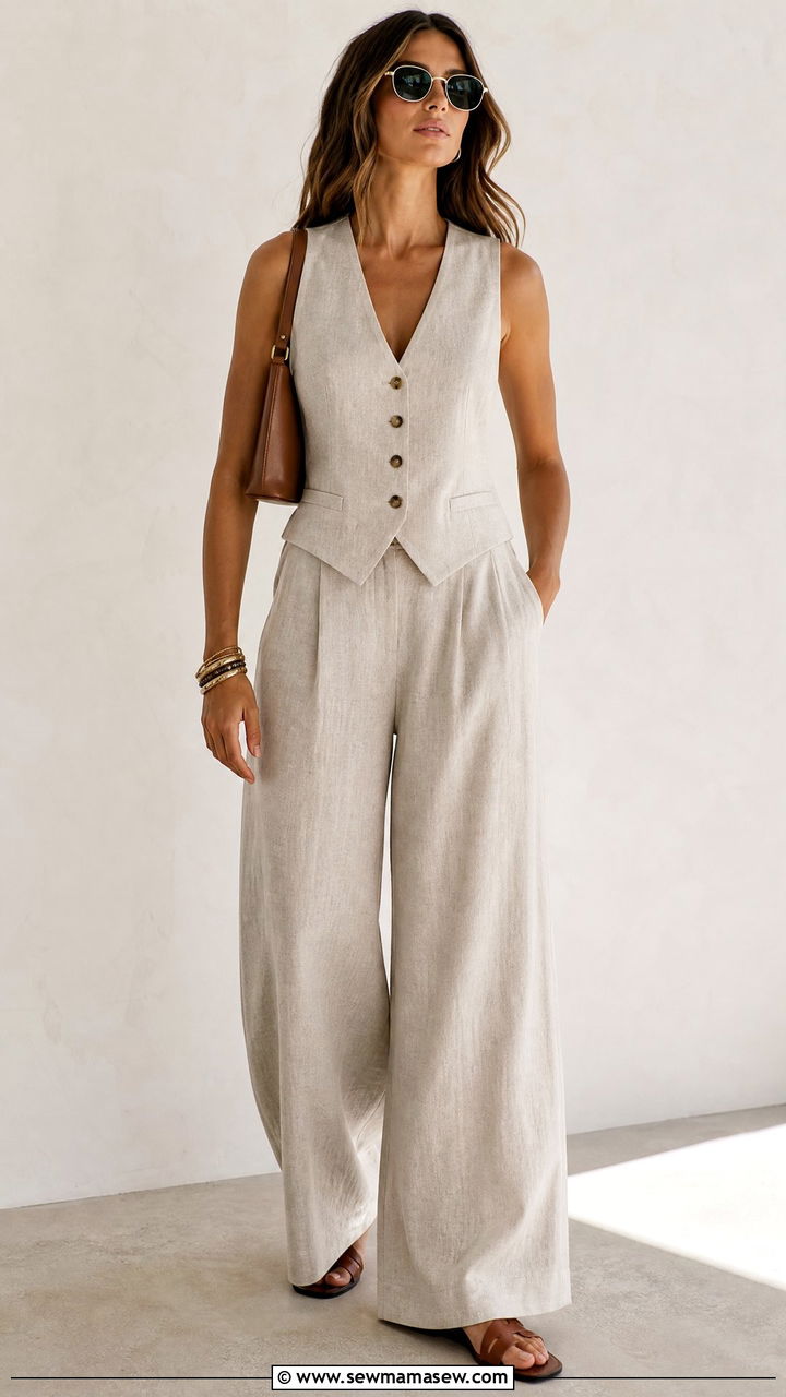 Linen Vest Top With Matching Pants - 20 linen top outfit ideas
