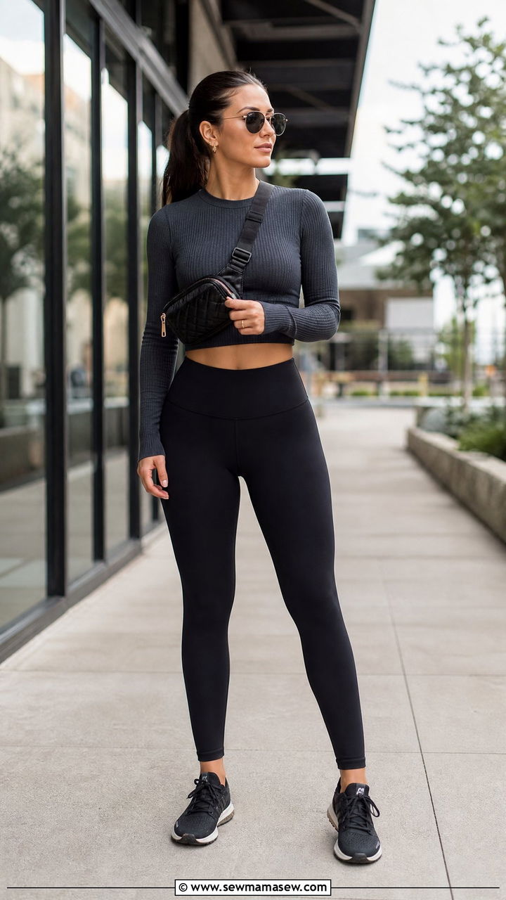 Long Sleeve Crop Top With Yoga Pants - 20 crop top with yoga pants outfit ideas