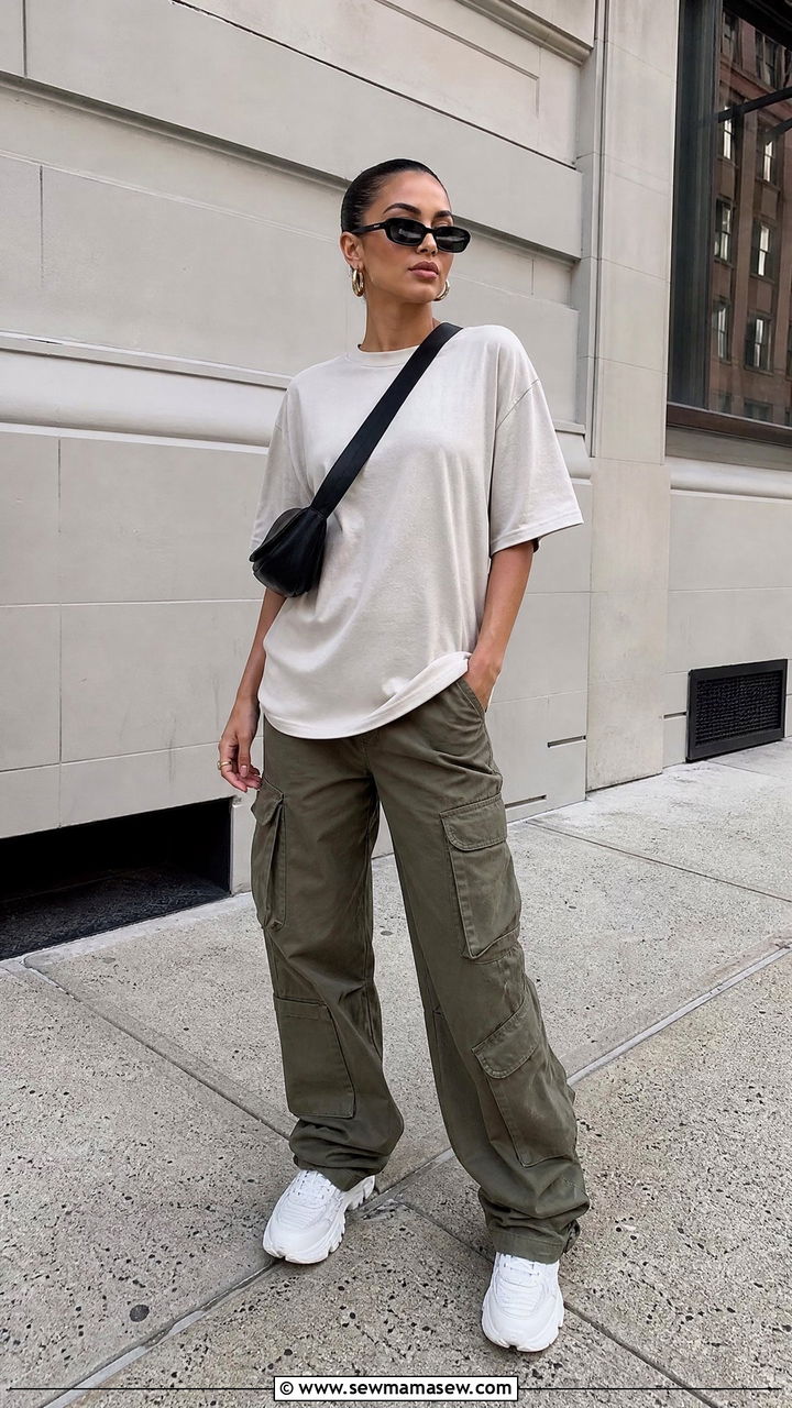 Longline T Shirt With Cargo Pants - 20 longline t shirt outfit ideas