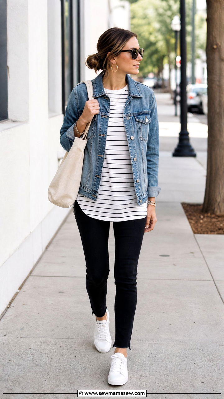 Longline Top With Denim Jacket Outfit - 20 longline top outfit ideas