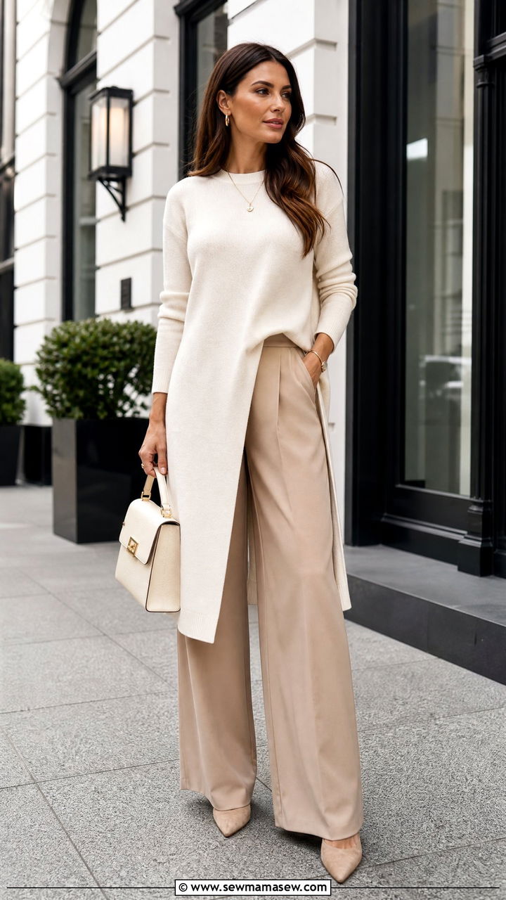 Longline Top With Wide Leg Pants Outfit - 20 longline top outfit ideas