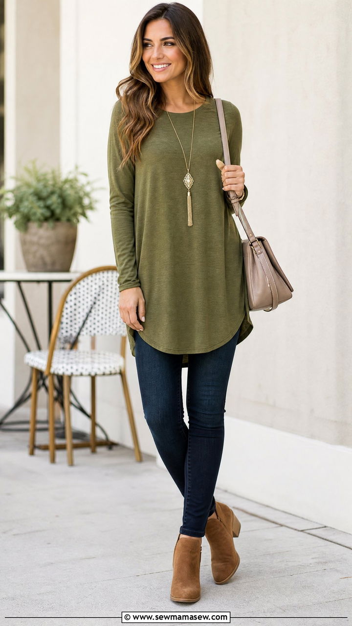 Longline Tunic Top With Skinny Jeans Outfit - 20 longline top outfit ideas