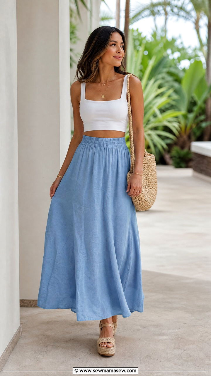 Maxi Skirt Crop Top Outfit - 20 crop top outfits for petite
