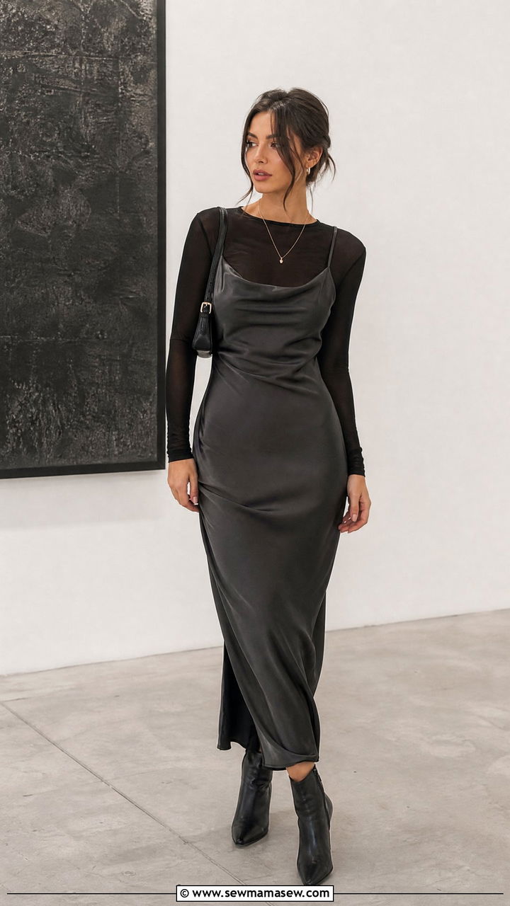 Mesh Top Outfit With Slip Dress - 20 mesh top outfit ideas