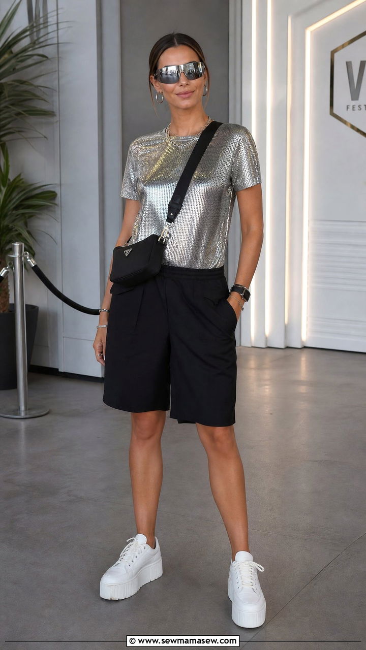 Metallic Festival Top Outfit - 20 festival top outfit ideas