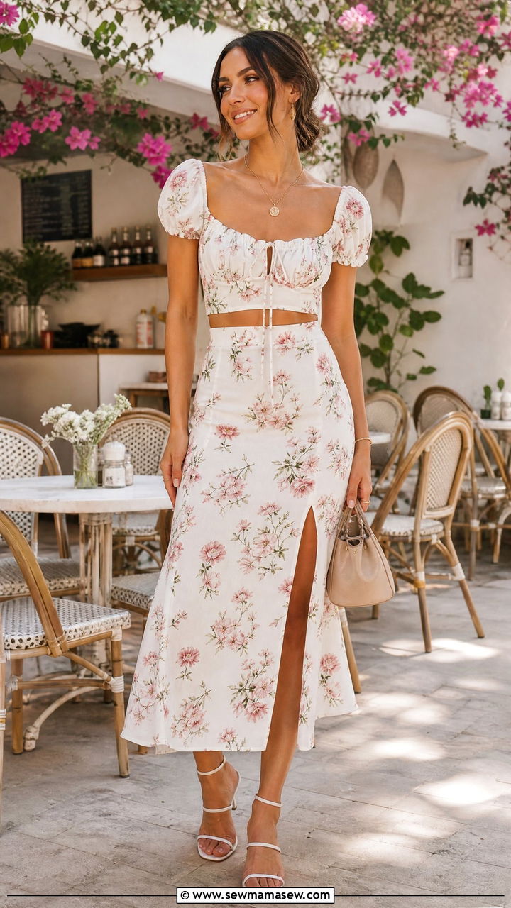 Milkmaid Blouse With Matching Skirt Set - 20 milkmaid blouse outfit ideas