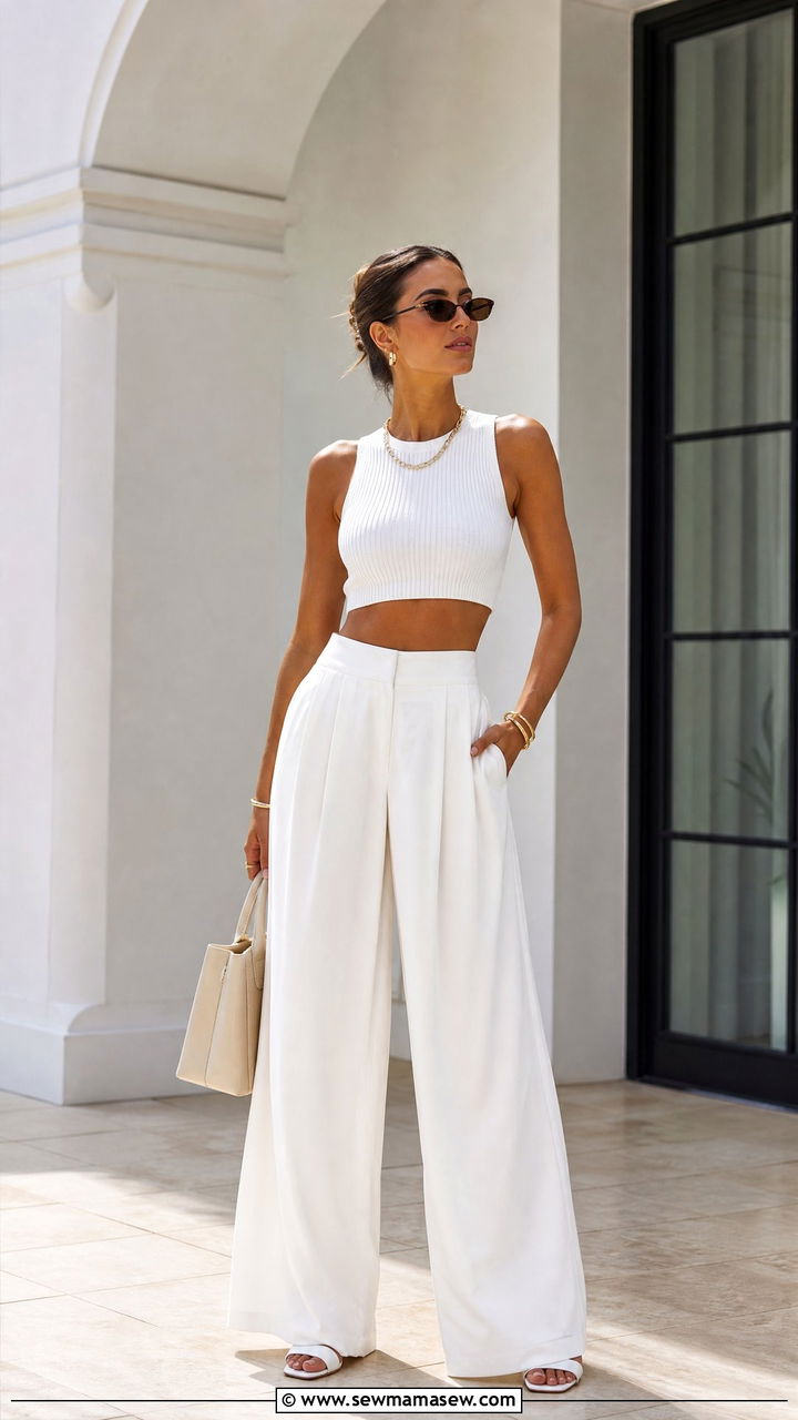 Monochrome Crop Top With Palazzo Pants - 20 crop top with palazzo pants