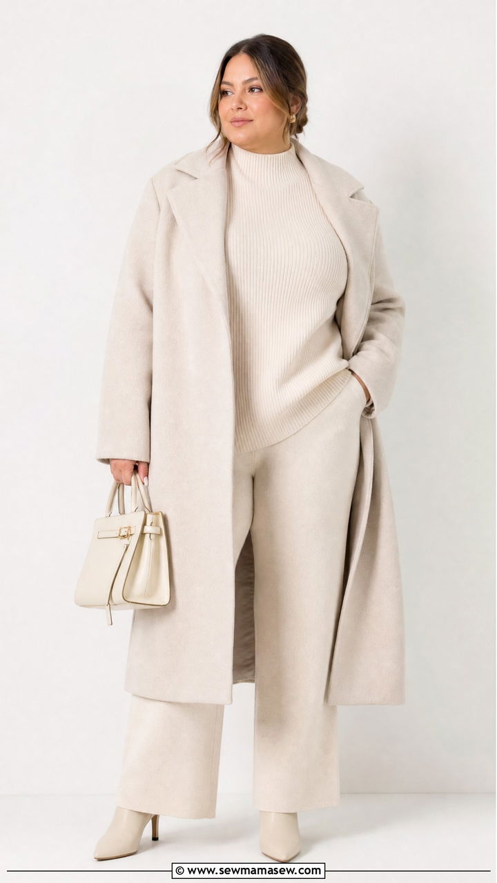 Monochrome Mock Neck Sweater Outfit - 20 plus size mock neck sweater outfit ideas