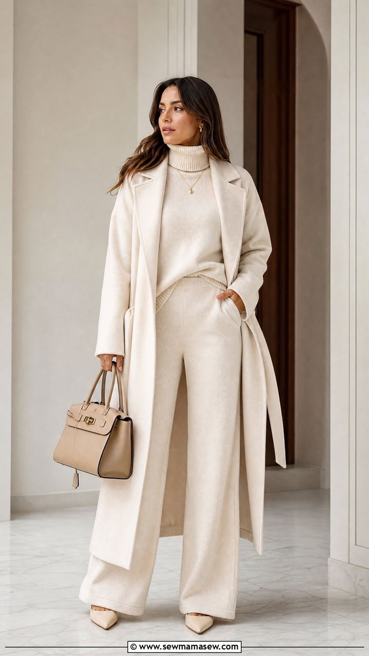 Monochrome Turtleneck Sweater With Matching Pants - 20 turtleneck sweater outfit ideas