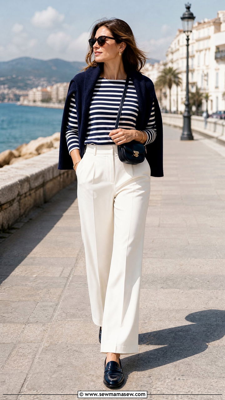Navy Striped Top Outfit - 20 old money top outfit ideas