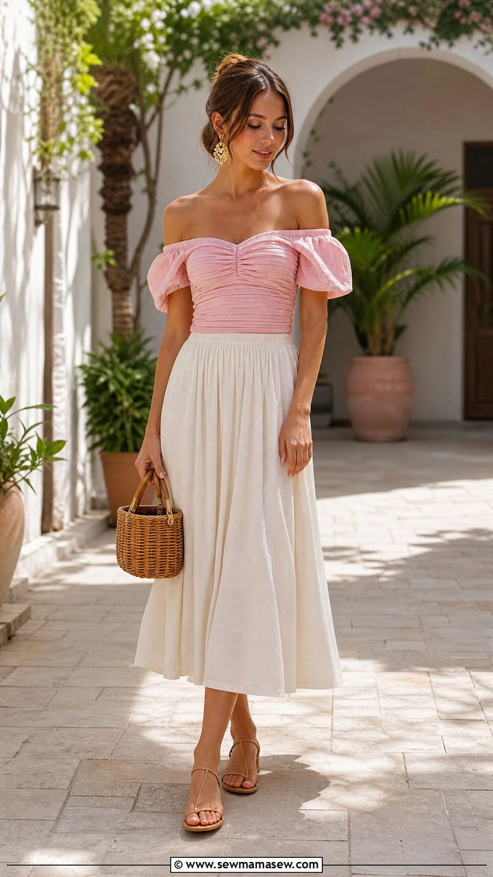 Off Shoulder Spring Top Outfit - 20 spring top outfit ideas
