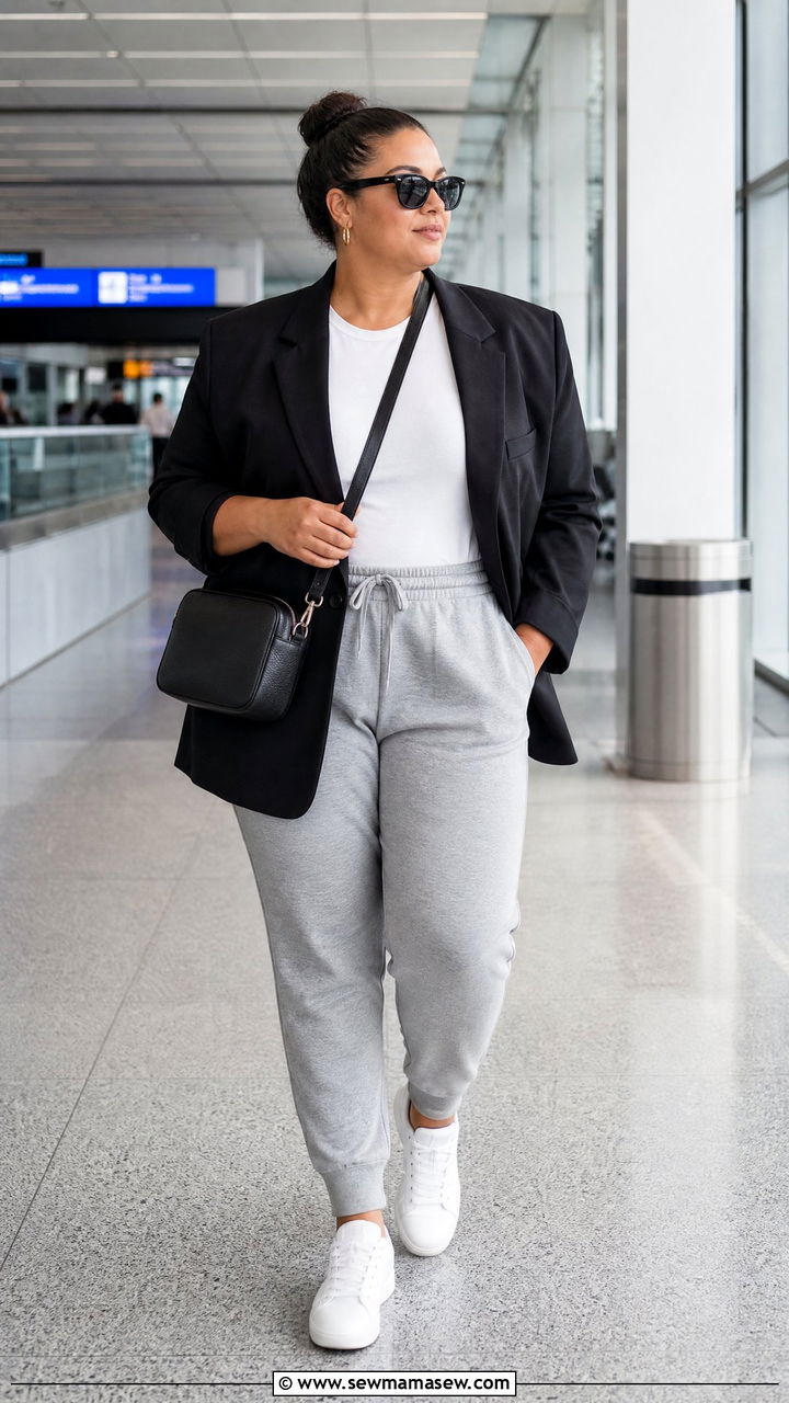 Oversized Blazer With Joggers - 20 plus size oversized blazer outfit ideas