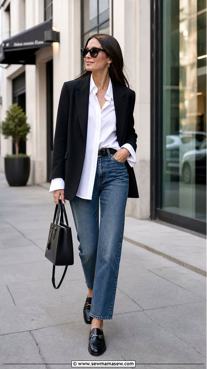 Oversized Button Up With Blazer And Jeans - 20 oversized button up outfit ideas