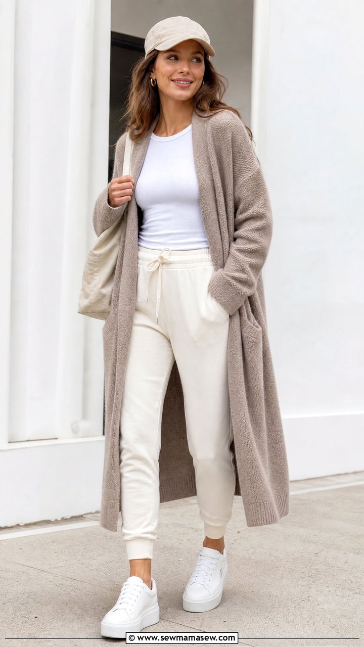 Oversized Cardigan With Joggers - 20 oversized cardigan outfit ideas