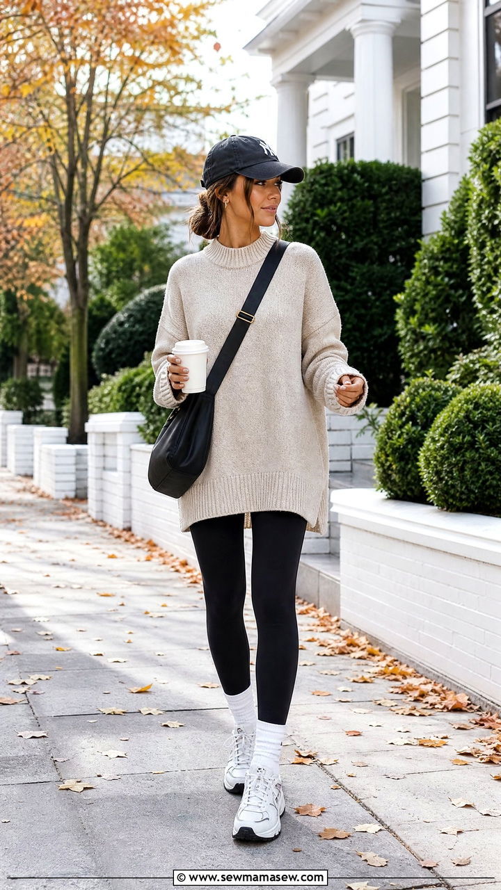 Oversized Fall Sweater With Leggings - 20 fall sweater outfit ideas
