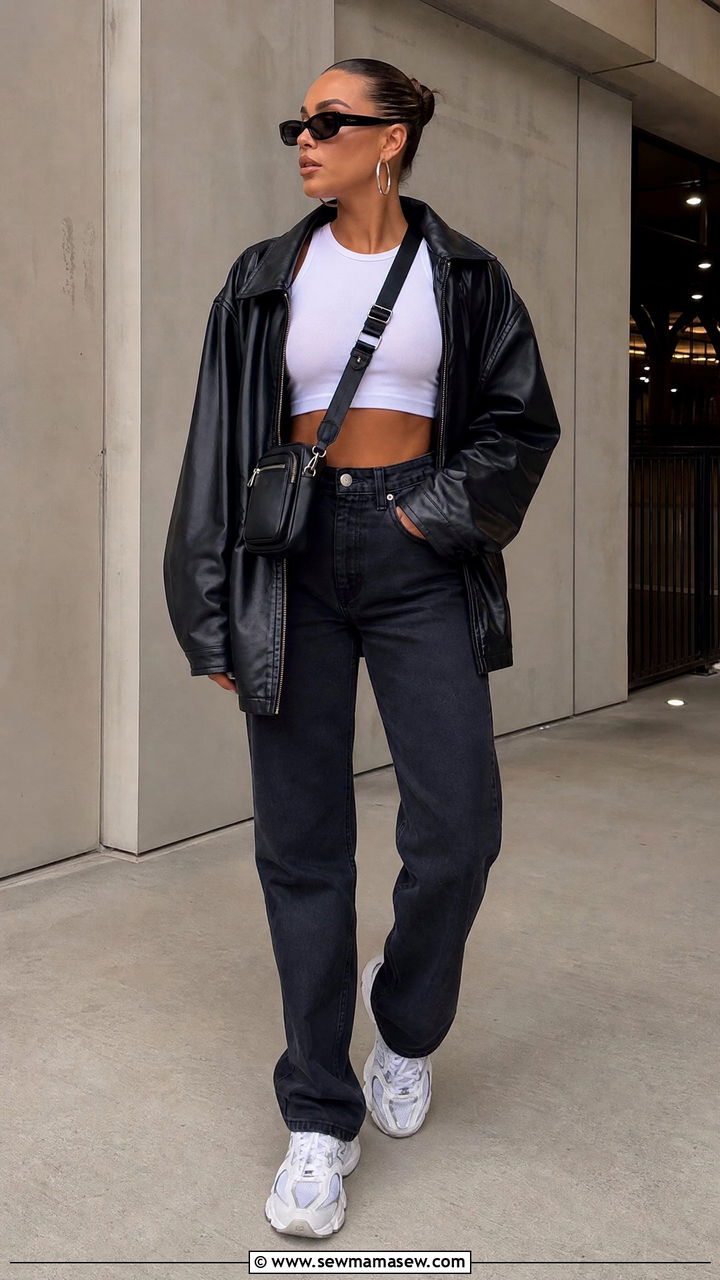 Oversized Jacket And Crop Top Concert Outfit - 20 crop top concert outfit ideas
