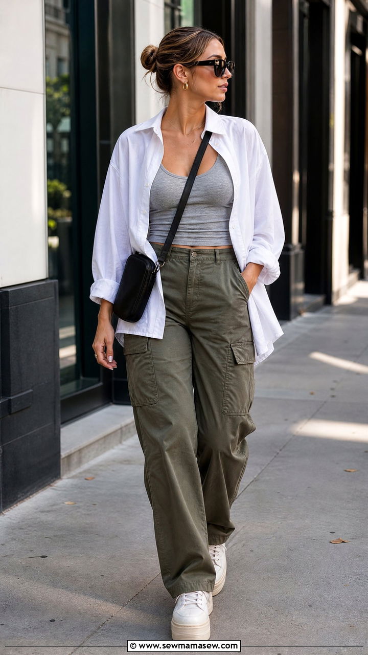 Oversized Shirt With Cargo Pants - 20 oversized shirt outfit ideas