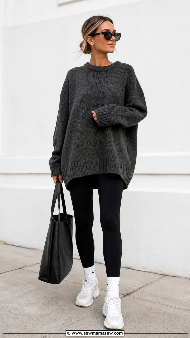 Oversized Sweater With Leggings - 20 oversized sweater outfit ideas