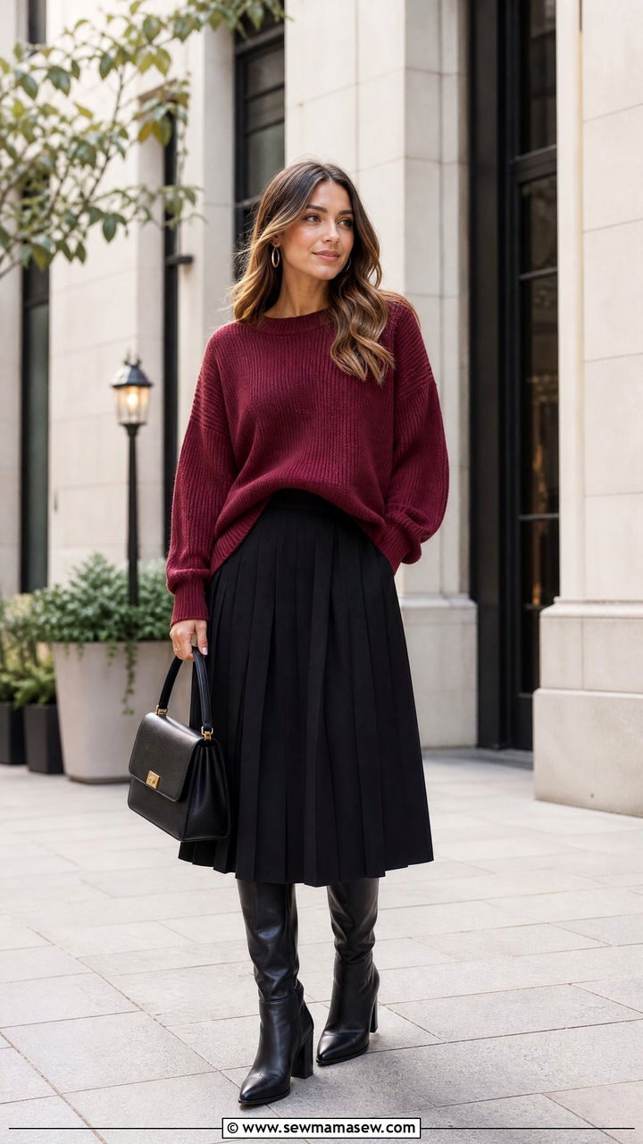 Oversized Sweater With Midi Skirt - 20 oversized sweater outfit ideas