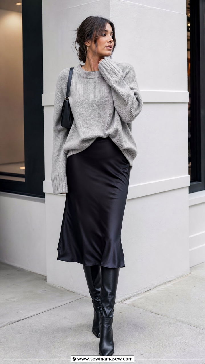 Oversized Sweater With Slip Dress - 20 oversized sweater outfit ideas