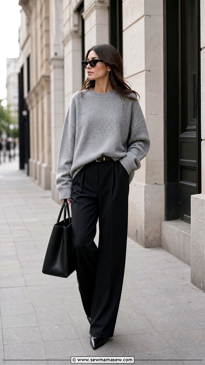 Oversized Sweater With Wide Leg Pants - 20 oversized sweater outfit ideas