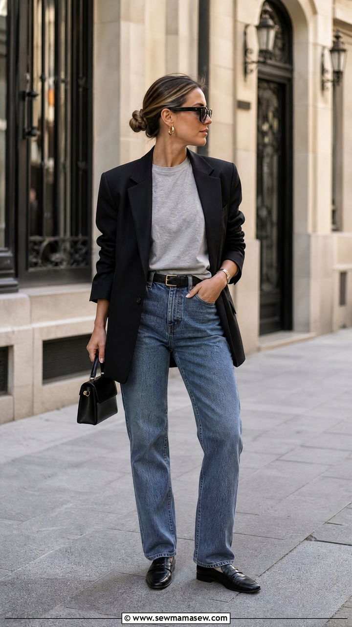 Oversized T Shirt With Blazer - 20 oversized t shirt outfit ideas