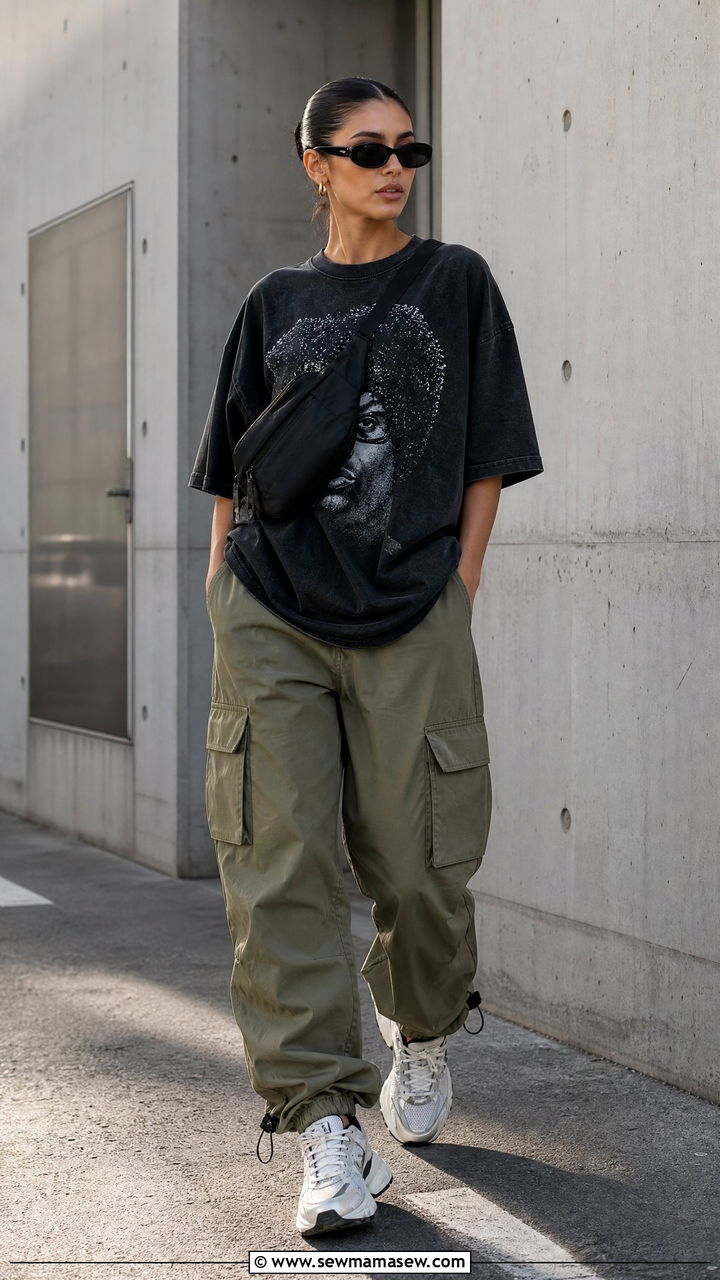 Oversized T Shirt With Cargo Pants - 20 oversized t shirt outfit ideas