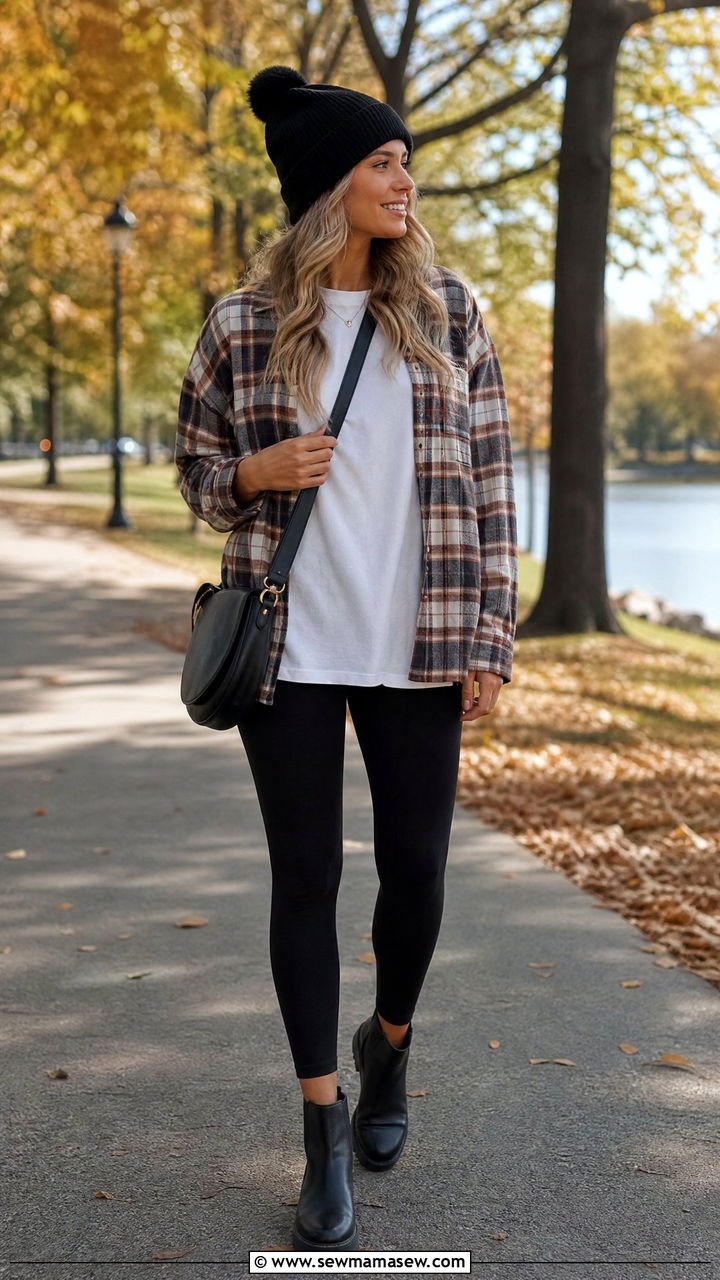 Oversized T Shirt With Flannel Shirt - 20 oversized t shirt outfit ideas