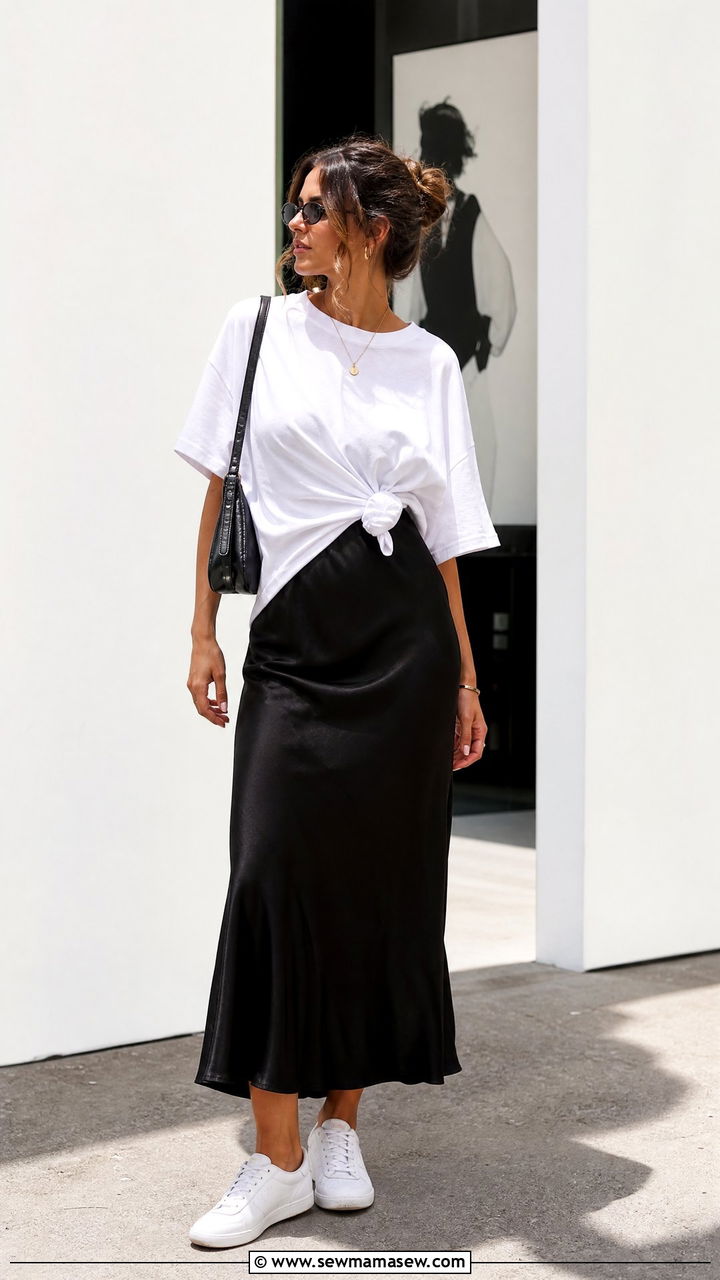 Oversized T Shirt With Slip Dress - 20 oversized t shirt outfit ideas