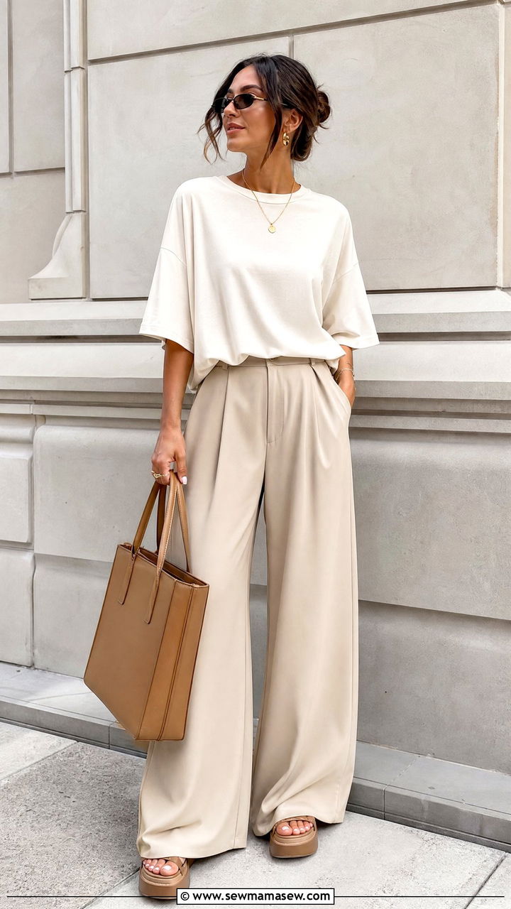 Oversized T Shirt With Wide Leg Pants - 20 oversized t shirt outfit ideas