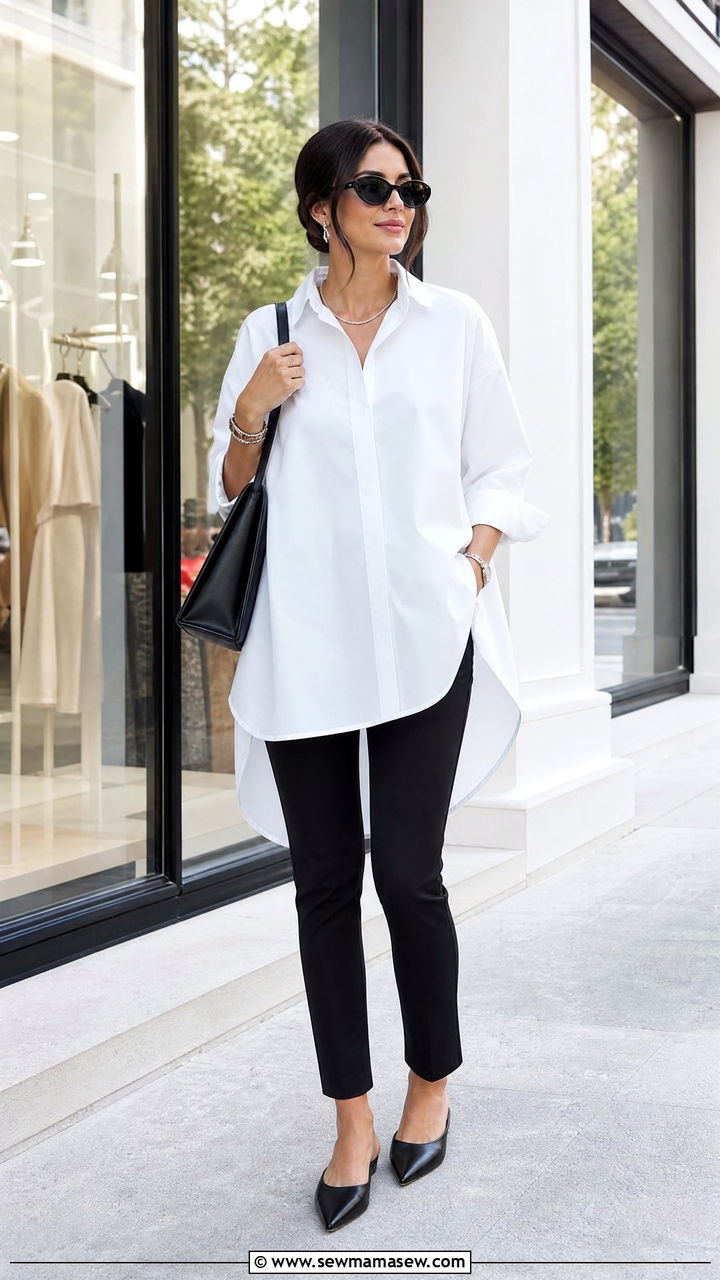 Oversized Tunic With Black Pants - 20 oversized tunic outfit ideas