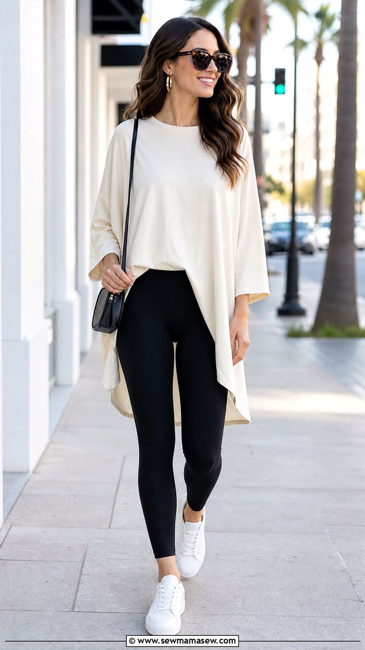 Oversized Tunic With Leggings - 20 oversized tunic outfit ideas