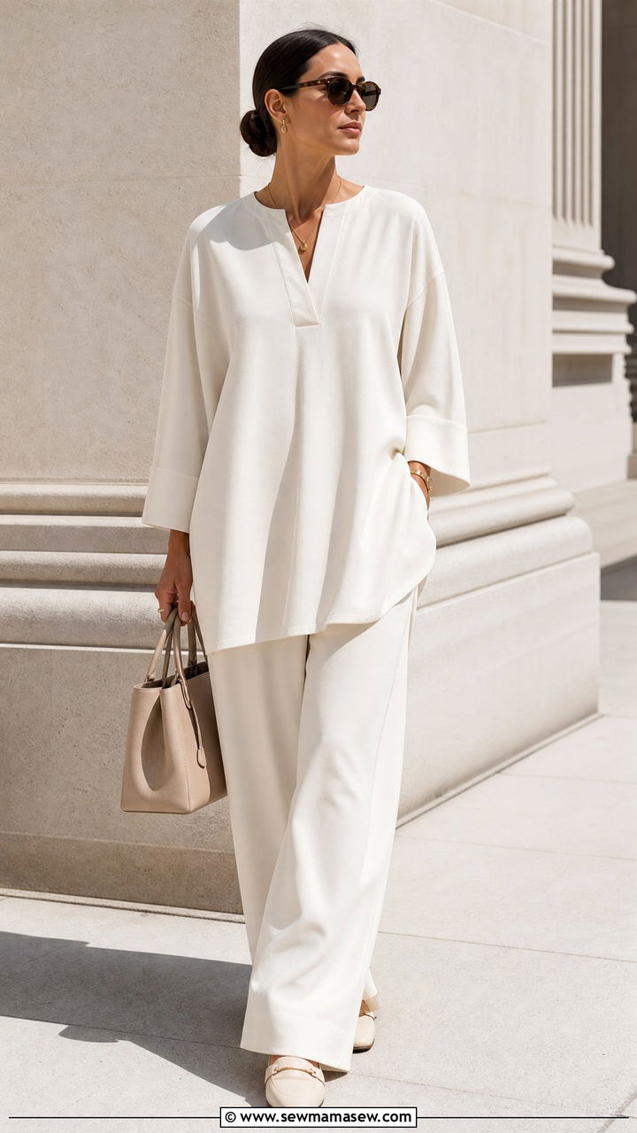 Oversized Tunic With Monochrome Outfit - 20 oversized tunic outfit ideas