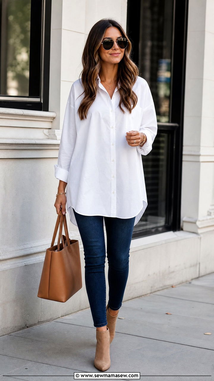 Oversized Tunic With Skinny Jeans - 20 oversized tunic outfit ideas
